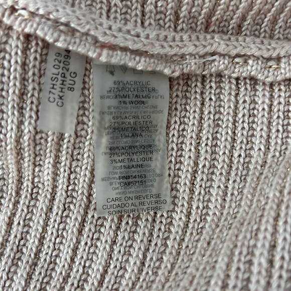 Calvin Klein cowl neck ribbed shimmer sweater with bell sleeves large - Picture 6 of 8